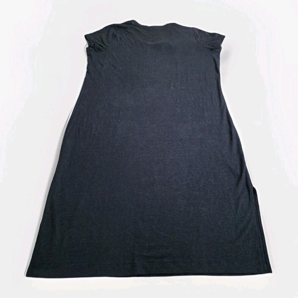 Old Navy T Shirt Maxi Dress 3X Black SS Linen Blend Slits Pullover Goth Cottage - Picture 13 of 15